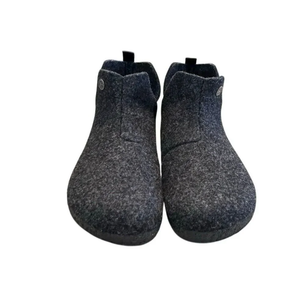 Birkenstock Andermatt Wool Felt Slipper Booties Gray L9 M7 EU 40 Shearling Lined - Picture 4 of 9